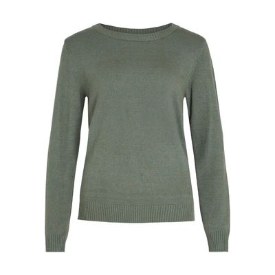 Afbeelding van VILA Trui dames Viril O hals L/S Knit Top Noos , Laurel Wreath/Detail: donker gemêleerd M