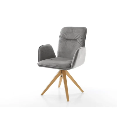 Afbeelding van Draaistoel Vinja Flex houten frame hoekig fluweel grijs 180 draaibaar