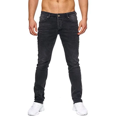 Afbeelding van Elara Heren Jeans Slim Fit Broek Denim Stretch Chunkyrayan P 16533 Schwarz 32W / 30L