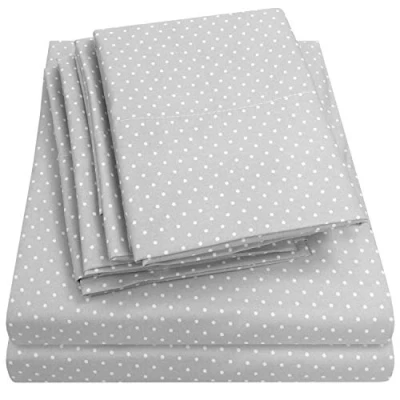 Afbeelding van Sweet Home Collection 6 Stuk Beddengoed 1500 Draadtelling Fijne Microfiber Diepe Pocket Set Extra Kussenslopen, Waarde, Koning, Dot Grey