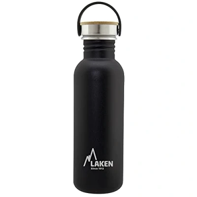 Afbeelding van RVS fles Basic Steel Bottle 750ml ,Bamboo S/S Cap Zwart