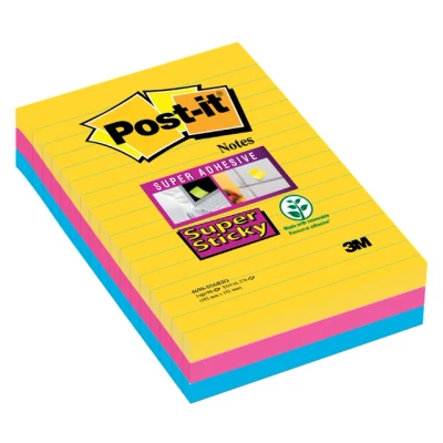 Afbeelding van Memoblok 3M Post it 4690 Super Sticky 101x152mm lijn Rio