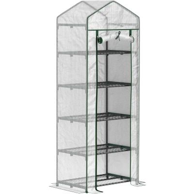 Afbeelding van Outsunny Foliekas Staal Kunststof 69L x 49B 193H cm Wit
