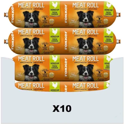 Afbeelding van 10x Fokker Meat Roll Kip Zalm 800 gr