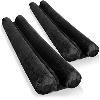 Afbeelding van COM FOUR® 2x tochtstopper voor de deur microvezel onderafdichting met dubbele afdichting bescherming tegen tocht en geluid (02 stuks zwart)