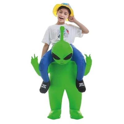 Afbeelding van AirSuit® Inflatable Extraterrestrial Costume for Children E.T. Alien Disguise Size 120 to 150cm 100% Polyester Easy and Pleasant Wear Inflating System Included OriginalCup®