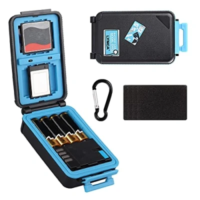 Afbeelding van Camera Batterij Geheugenkaart Case Professionele Waterdichte &amp; Schokbestendige Opbergdoos Hold 2 Batterijen 4 SD SDXC SDHC Kaarten XQD of CF (Blauw)
