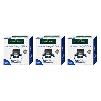 Afbeelding van FABER CASTELL 205033 inktpot koningsblauw, 3 stuks elk 30 ml, uitwisbaar en uitwasbaar