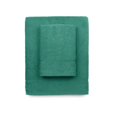 Afbeelding van Zerobed Handdoek + gastendoekje van effen badstof, sponsset, 100% katoen, watergroen