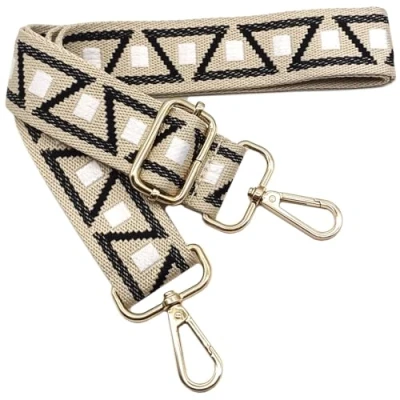 Afbeelding van Gekleurde schouderriem voor damestassen, brede tasriem, zwart wit, verstelbare met gouden karabijnhaak, duurzaam crossbody tas, handtas, doe het zelf schouderaccessoires