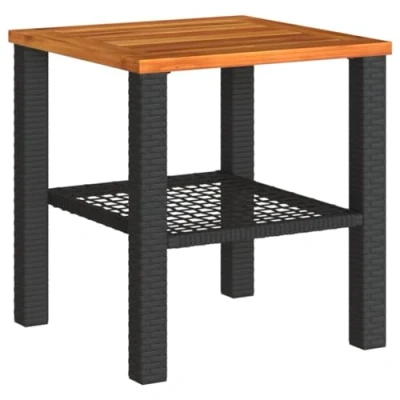 Afbeelding van Tuintafel 40x40x42 cm poly rattan en acaciahout zwart