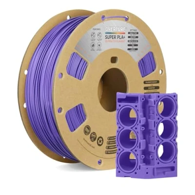 Afbeelding van OVERTURE Super PLA+ Filament 1.75mm, Toughness Enhanced PLA Plus, Cardboard Spool, 1kg (2.2lbs), Dimensional Accuracy +/ 0.02 mm(Purple)