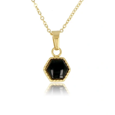 Afbeelding van Ketting goudkleurig Met zeshoek Onyx edelsteen hanger luxe cadeauverpakking