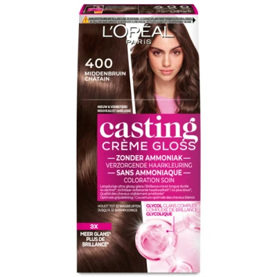 Afbeelding van 2x L&#039;Oréal Casting Crème Gloss Semi Permanente Haarkleuring 400 Middenbruin