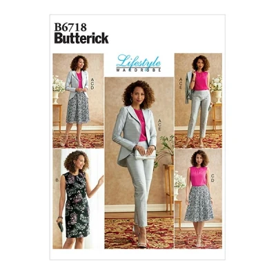 Afbeelding van Blazer/Top/Broek/Jurk /Rok , Butterick 6718 40 48