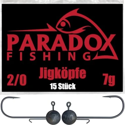 Afbeelding van Paradox Fishing Jigkoppen set 15 x 7 g 2/0 I jig koppen rubberen vis met jighead voor vissen, baars, snoekbaars, snoek, visaccessoires