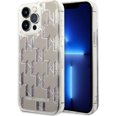Afbeelding van Apple iPhone 14 Pro Max Glitter Hoesje Kunststof Karl Lagerfeld Hardcase/Backcover Zilver Telefoonhoesje