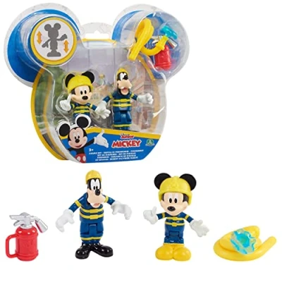 Afbeelding van Mickey, 2 beweegbare figuren, 7,5 cm, met accessoires, brandweerman, speelgoed voor kinderen vanaf 3 jaar, Mcc044
