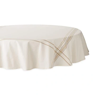 Afbeelding van DII Franse streep eettafel collectie boerderij stijl tafelkleed, 70 inch rond, witte Chambray