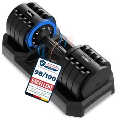 Afbeelding van DH FitLife verstelbare halters 3 tot 25 KG voor krachttraining, korte halterset met ruimtebesparende halterschijven thuistraining, 5 in 1