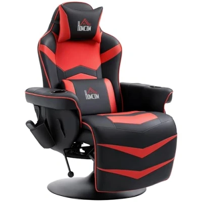 Afbeelding van HOMCOM Relaxstoel met massagefunctie Ergonomische massagestoel hoge rugleuning en kussen TV stoel bekerhouder Ruststoel kunstleer