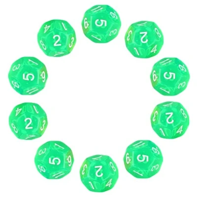 Afbeelding van Deolven D12 dobbelstenen, 10 stuks groene transparante veelvlakkige 12 zijden helder dice voor DND MTG RPG kerkers en draken