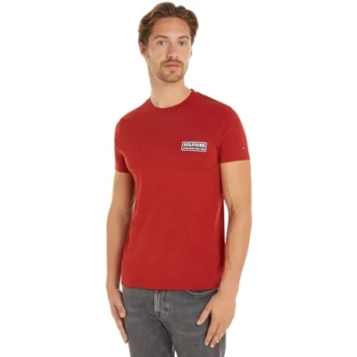 Afbeelding van Tommy Hilfiger Badge TEE Tshirt print, Heren, Maat: Small, Dark magma