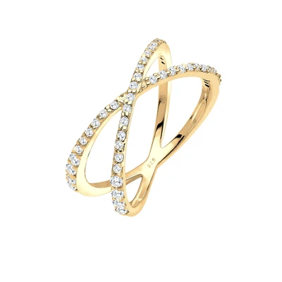 Afbeelding van Elli Cross Basic Ring goldcoloured, Dames, Maat: 54, Gold coloured