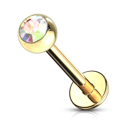 Afbeelding van piercing steentje multi kleur gold plated