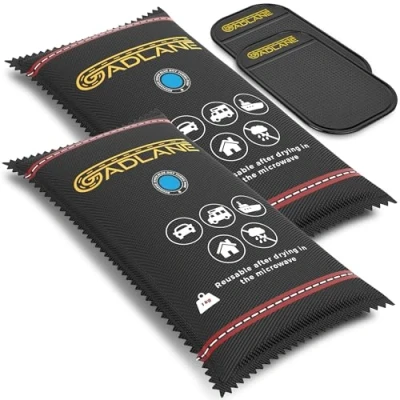 Afbeelding van GADLANE x Large Herbruikbare Auto Ontvochtiger 1KG 2 Pack Vochtvanger met Dashboard Anti Slip Mat Elimineer Mistige Voorruit Thuis, Garderobe, Condensatie Absorbers Silicagel Zakken 1 KG