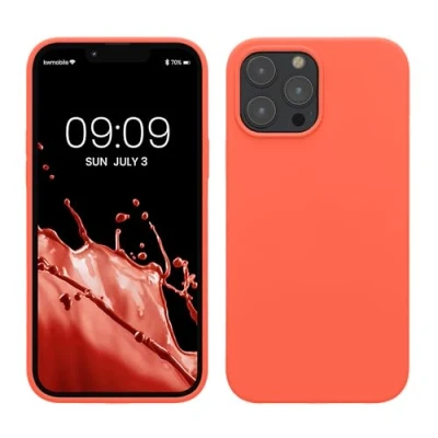 Afbeelding van kwmobile telefoonhoesje geschikt voor Apple iPhone 13 Pro Max Hoesje met siliconen coating Smartphone case in levendig koraal