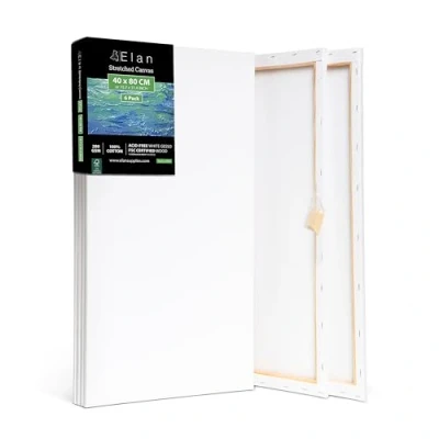 Afbeelding van Elan Gespannen schildersdoeken 40x80 CM, 6 Pack schildersdoeken, schilderscanvas bulk schildersdoek voor volwassenen Blanco schilderscanvas, het schilderen kunstcanvas
