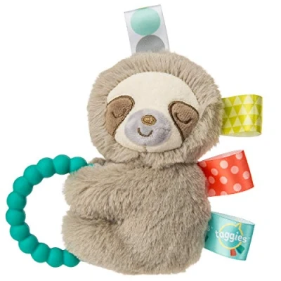 Afbeelding van Taggies Soft Rattle with Teether Ring, 13 Centimetres, Molasses Sloth