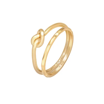 Afbeelding van Elli 2 PACK Basic KNOT Ring goldcoloured, Dames, Maat: 54, Gold coloured