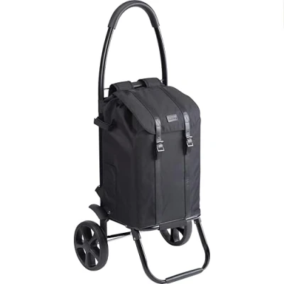 Afbeelding van Meister Boodschappentrolley &amp; rugzak 45 liter Black Edition aparte frame als steekwagen/inklapbare shopper/winkelwagen / 6816850