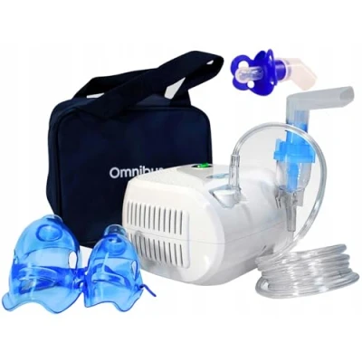 Afbeelding van Omnibus Inhalator Neusinhaler Voor volwassenen en kinderen met 2 maskers / reservefilters + fopspeen Wit