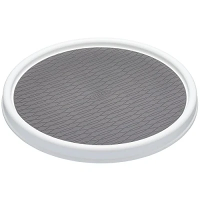 Afbeelding van Copco Anti Slip Keukenkast Organiser, Draaiplateau, Draaibaar Kruidenrek, 30 centimeter, Plastic Wit en Grijs