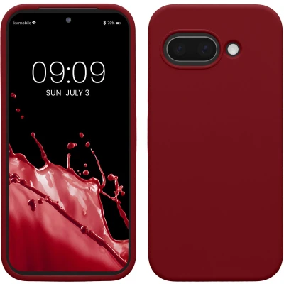 Afbeelding van kwmobile telefoonhoesje geschikt voor Google Pixel 9a Hoesje met siliconen coating Smartphone case in rabarber rood
