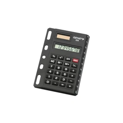 Afbeelding van Genie 325 8 cijferige rekenmachine (dual power (zonne energie en batterij); compact design met universele perforatie) zwart