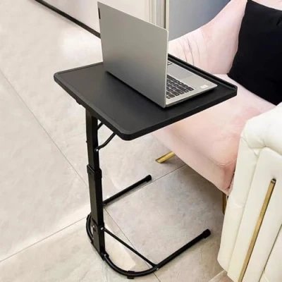 Afbeelding van Laptoptafel, tafel voor bank, bed, in hoogte verstelbaar, lichte bijzettafel, mobiele tafel, moderne salontafel, statafel, mobiel computerbureau