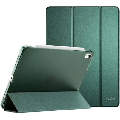Afbeelding van ProCase Hoes voor 10,9 inch iPad Air 5e 2022 / 4e 2020 Case, Tri fold Slim Beschermhoes Hoesje Smart Folio Cover met Translucent Matte Back Donkergroen