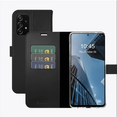 Afbeelding van Samsung Galaxy A72 Hoesje Echt leder Valenta Bookcase Zwart Telefoonhoesje