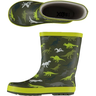 Afbeelding van XQ Regenlaarzen kinderen Dino Groen Maat 27/28 jongens kind Unisex meisjes