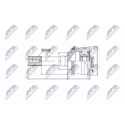 Afbeelding van Homokineet reparatie set, aandrijfas NTY NPZ SU 028