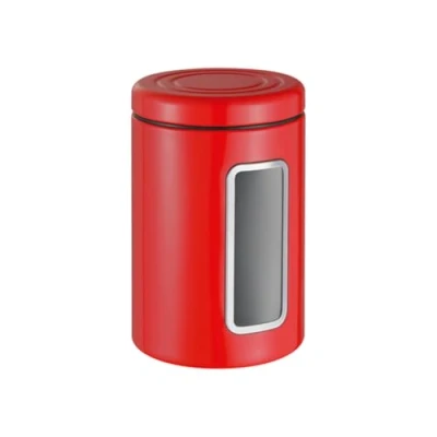Afbeelding van Wesco Voorraaddoos Classic Line in de kleur rood, gepoedercoat plaatstaal, 2 liter volume, kijkvenster van acryl