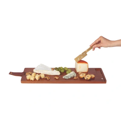 Afbeelding van DOIY Snijplank Lang Cheeseporn Acacia Hout Koperkleurig Kaasmes 51x18x2,5cm Nice thingZ