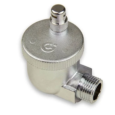 Afbeelding van Caleffi 504401 AERCAL Automatische snelontluchter 1/2 inch AG ontluchtingsventiel ontluchter hoek radiatorventiel uit persmessing verchroomd met hygroscopische veiligheidskap