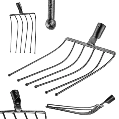 Afbeelding van KADAX Aardappelvork zonder steel, raapvork van robuust staal, steenvork, aardappelvork, draadvork, spatvork, hooivork, grafvork (zwart 6 tanden)