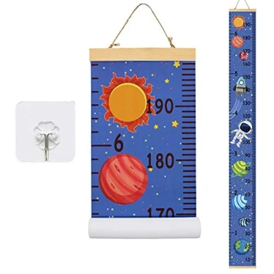 Afbeelding van Baby Groeigrafiek, HUYU Kids Hoogte Grafiek Canvas Muur Opknoping Meten Linialen voor Kinderen Jongens Meisjes Kamer Decoratie Kwekerij Verwijderbare &amp; Afwisbare en Groei 7,9 x 79 inch (Starry Blue)