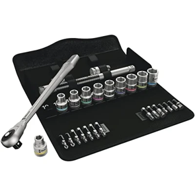 Afbeelding van Wera 05004077001 8100 SC 7 Zyklop metalen ratelset, doorsteekvierkant, 1/2 inch aandrijving, metrisch, 28 delig